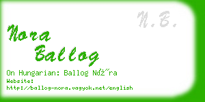 nora ballog business card